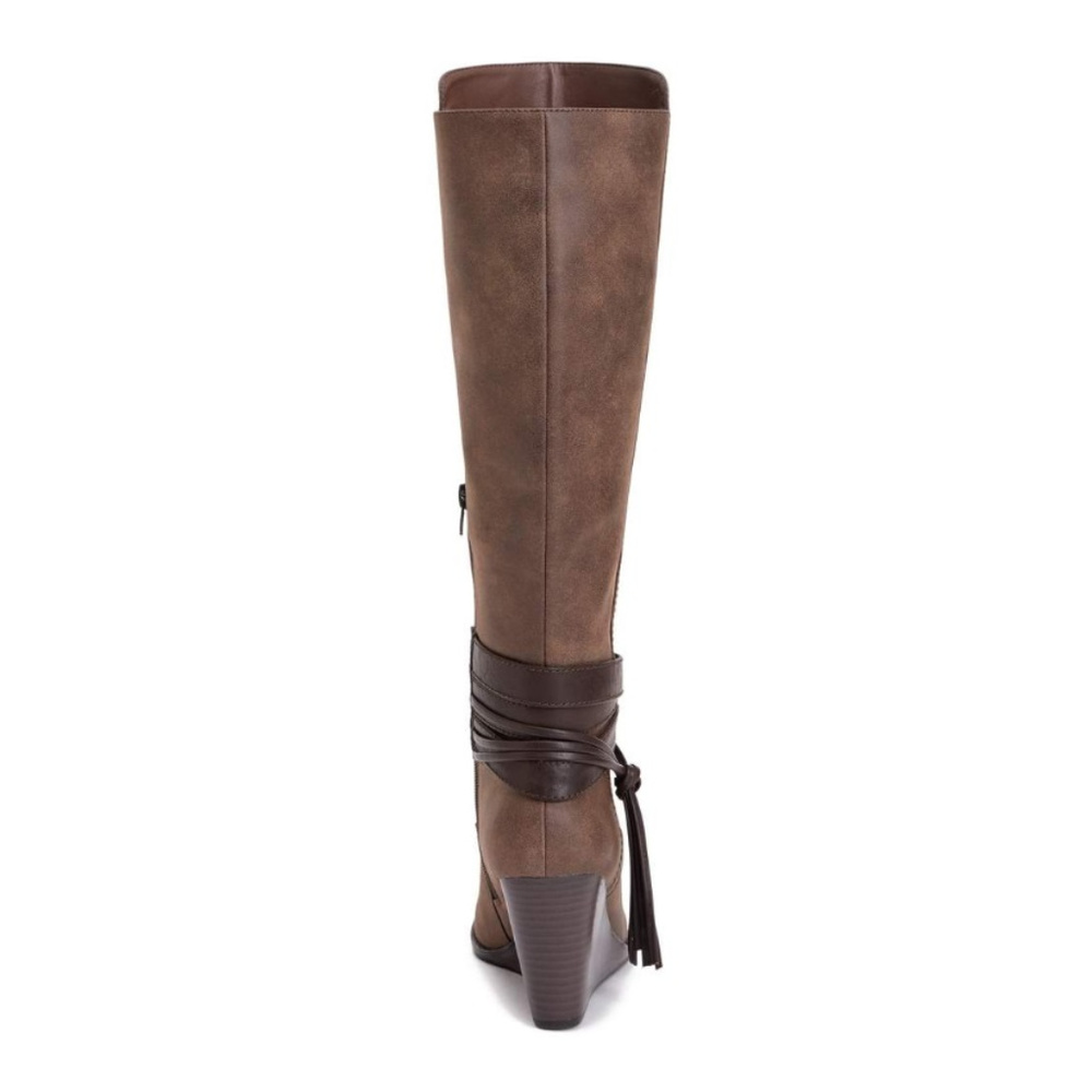 Ulrica Wedge Distressed Look Boots Wide Calf - Picture 2 of 3